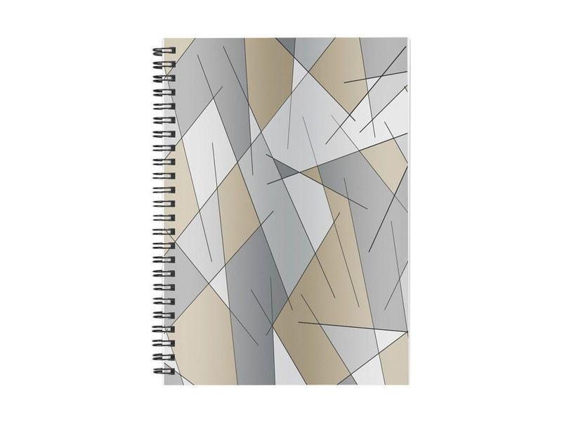 Spiral Notebooks-ABSTRACT LINES #1 Spiral Notebooks-Grays &amp; Beiges-from COLORADDICTED.COM-