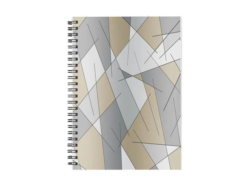 Spiral Notebooks-ABSTRACT LINES #1 Spiral Notebooks-Grays & Beiges-from COLORADDICTED.COM-