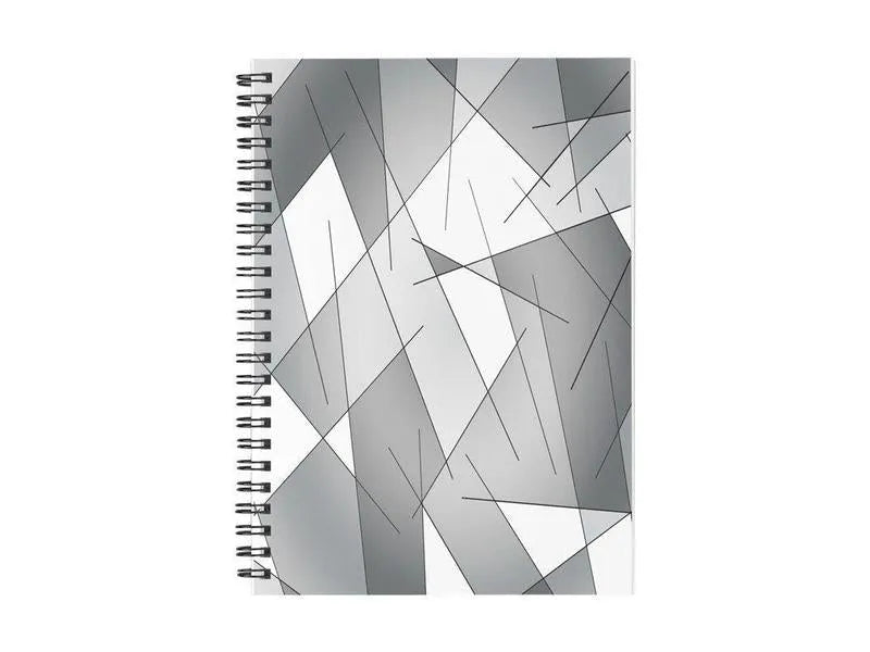 Spiral Notebooks-ABSTRACT LINES #1 Spiral Notebooks-Grays & White-from COLORADDICTED.COM-