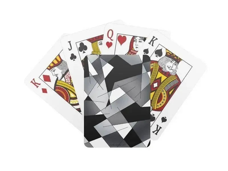 Playing Cards-ABSTRACT LINES #1 Standard Playing Cards-Black & Grays & White-from COLORADDICTED.COM-