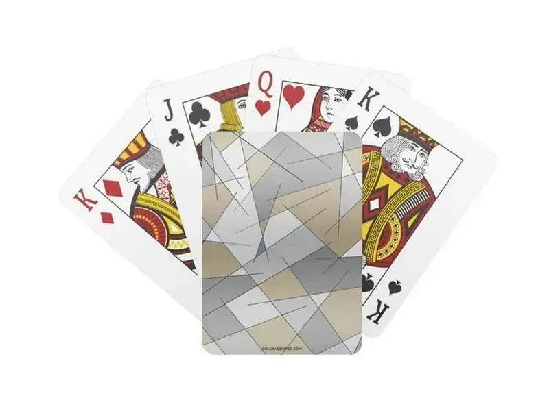 Playing Cards-ABSTRACT LINES #1 Standard Playing Cards-Grays & Beiges-from COLORADDICTED.COM-