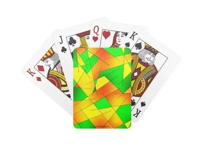 Playing Cards-ABSTRACT LINES #1 Standard Playing Cards-Greens & Oranges & Yellows-from COLORADDICTED.COM-