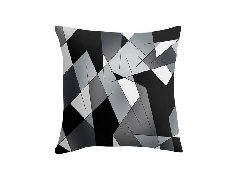 Throw Pillows &amp; Throw Pillow Cases-ABSTRACT LINES #1 Throw Pillows &amp; Throw Pillow Cases-Black &amp; Grays &amp; White-from COLORADDICTED.COM-