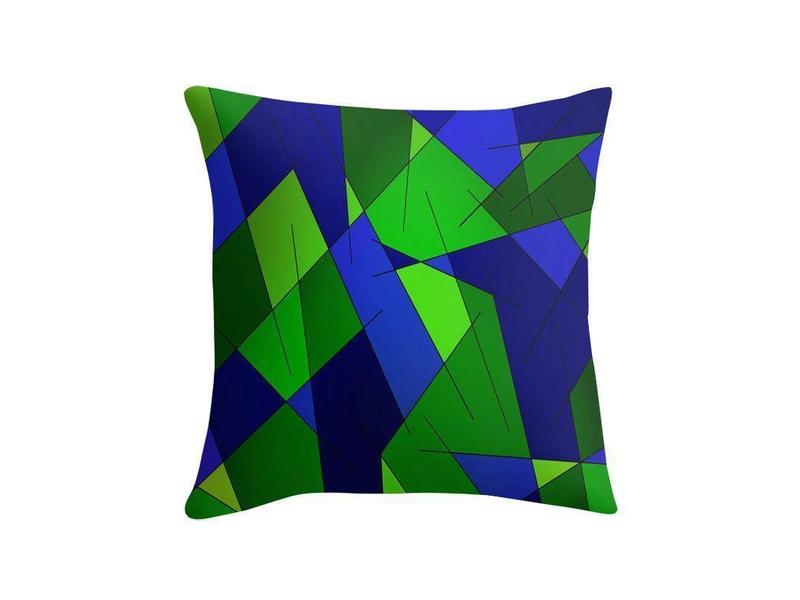 Throw Pillows &amp; Throw Pillow Cases-ABSTRACT LINES #1 Throw Pillows &amp; Throw Pillow Cases-Blues &amp; Greens-from COLORADDICTED.COM-