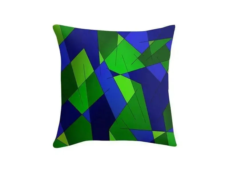 Throw Pillows & Throw Pillow Cases-ABSTRACT LINES #1 Throw Pillows & Throw Pillow Cases-Blues & Greens-from COLORADDICTED.COM-