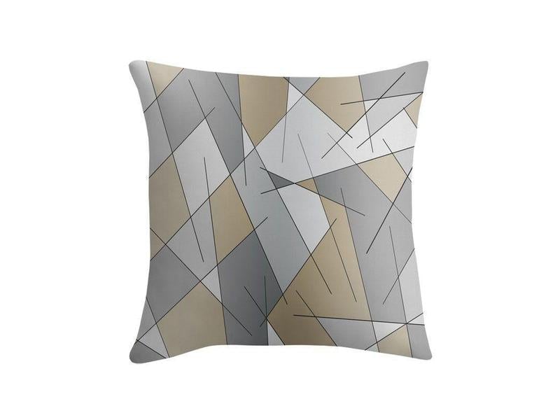Throw Pillows &amp; Throw Pillow Cases-ABSTRACT LINES #1 Throw Pillows &amp; Throw Pillow Cases-Grays &amp; Beiges-from COLORADDICTED.COM-