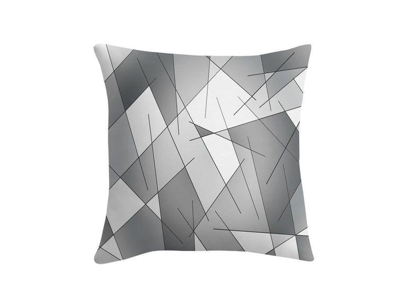 Throw Pillows &amp; Throw Pillow Cases-ABSTRACT LINES #1 Throw Pillows &amp; Throw Pillow Cases-Grays &amp; White-from COLORADDICTED.COM-