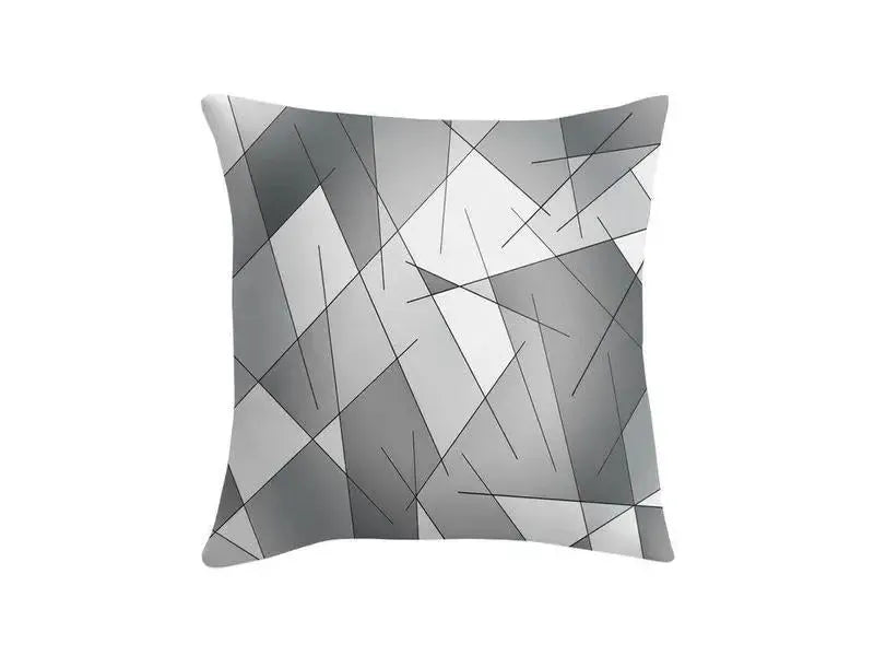 Throw Pillows & Throw Pillow Cases-ABSTRACT LINES #1 Throw Pillows & Throw Pillow Cases-Grays & White-from COLORADDICTED.COM-