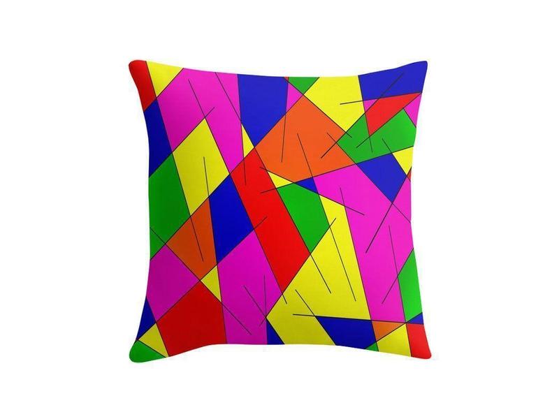Throw Pillows &amp; Throw Pillow Cases-ABSTRACT LINES #1 Throw Pillows &amp; Throw Pillow Cases-Multicolor Bright-from COLORADDICTED.COM-