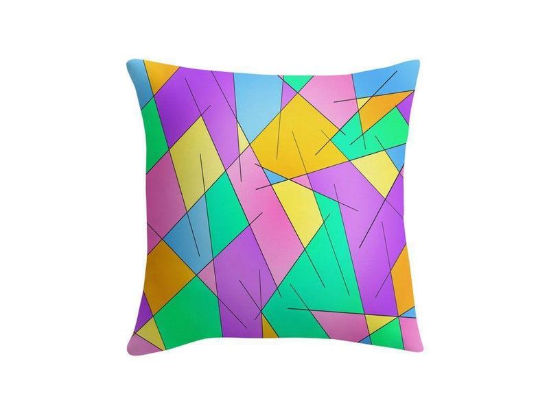 Throw Pillows &amp; Throw Pillow Cases-ABSTRACT LINES #1 Throw Pillows &amp; Throw Pillow Cases-Multicolor Light-from COLORADDICTED.COM-