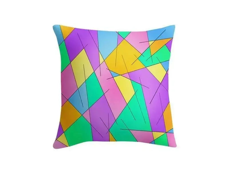 Throw Pillows & Throw Pillow Cases-ABSTRACT LINES #1 Throw Pillows & Throw Pillow Cases-Multicolor Light-from COLORADDICTED.COM-