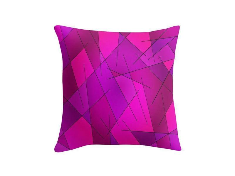 Throw Pillows &amp; Throw Pillow Cases-ABSTRACT LINES #1 Throw Pillows &amp; Throw Pillow Cases-Purples &amp; Violets &amp; Fuchsias &amp; Magentas-from COLORADDICTED.COM-