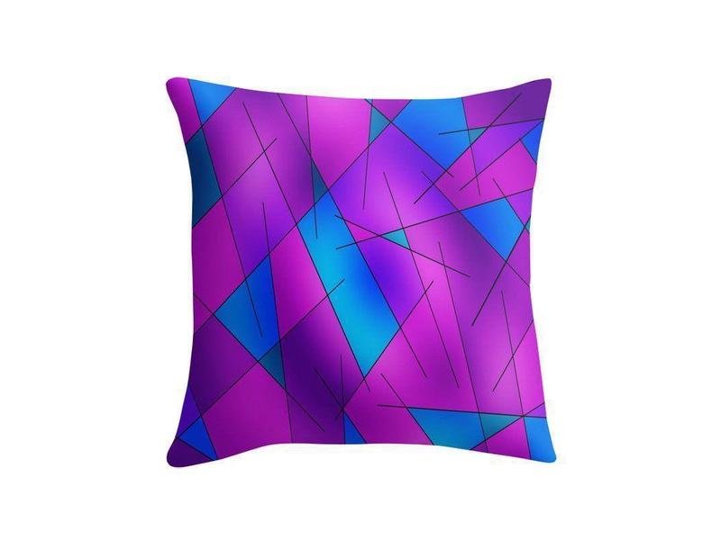 Throw Pillows &amp; Throw Pillow Cases-ABSTRACT LINES #1 Throw Pillows &amp; Throw Pillow Cases-Purples &amp; Violets &amp; Fuchsias &amp; Turquoises-from COLORADDICTED.COM-
