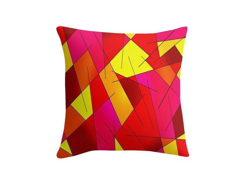 Throw Pillows &amp; Throw Pillow Cases-ABSTRACT LINES #1 Throw Pillows &amp; Throw Pillow Cases-Reds &amp; Oranges &amp; Yellows &amp; Fuchsias-from COLORADDICTED.COM-