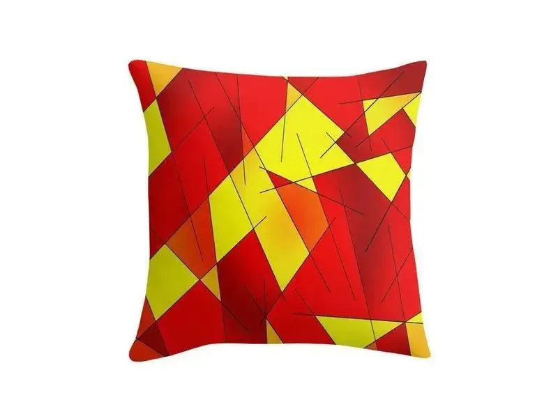 Throw Pillows & Throw Pillow Cases-ABSTRACT LINES #1 Throw Pillows & Throw Pillow Cases-Reds & Oranges & Yellows-from COLORADDICTED.COM-