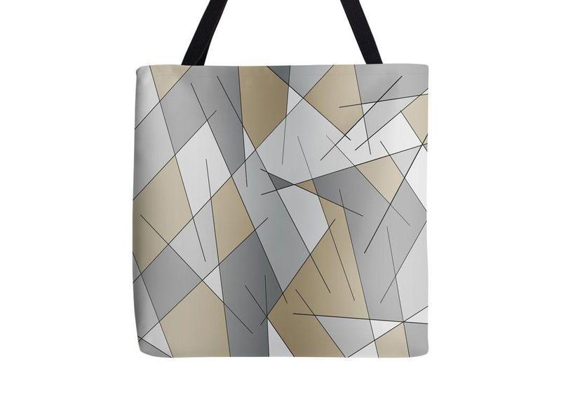 Tote Bags-ABSTRACT LINES #1 Tote Bags-Grays &amp; Beiges-from COLORADDICTED.COM-