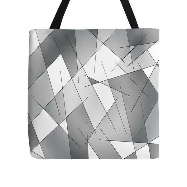 Tote Bags-ABSTRACT LINES #1 Tote Bags-Grays & White-from COLORADDICTED.COM-