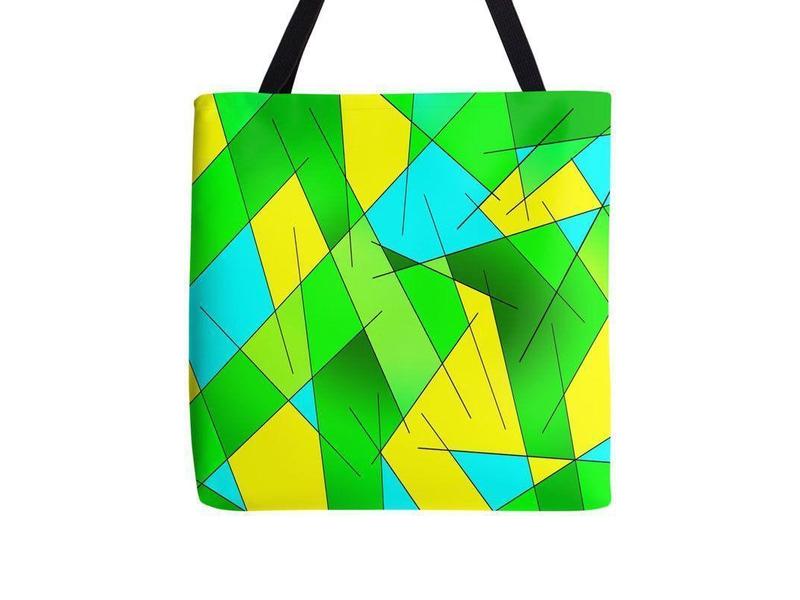 Tote Bags-ABSTRACT LINES #1 Tote Bags-Greens &amp; Yellows &amp; Light Blues-from COLORADDICTED.COM-