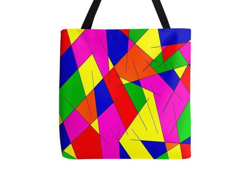Tote Bags-ABSTRACT LINES #1 Tote Bags-Multicolor Bright-from COLORADDICTED.COM-