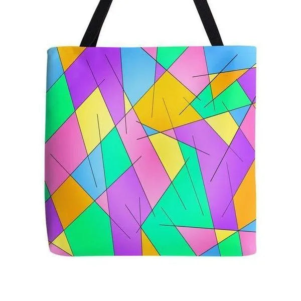 Tote Bags-ABSTRACT LINES #1 Tote Bags-Multicolor Light-from COLORADDICTED.COM-