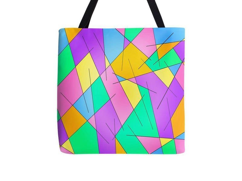 Tote Bags-ABSTRACT LINES #1 Tote Bags-Multicolor Light-from COLORADDICTED.COM-