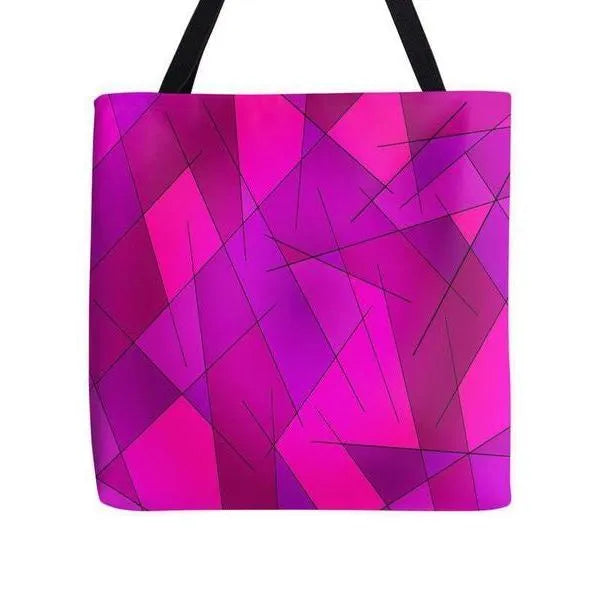 Tote Bags-ABSTRACT LINES #1 Tote Bags-Purples & Violets & Fuchsias & Magentas-from COLORADDICTED.COM-