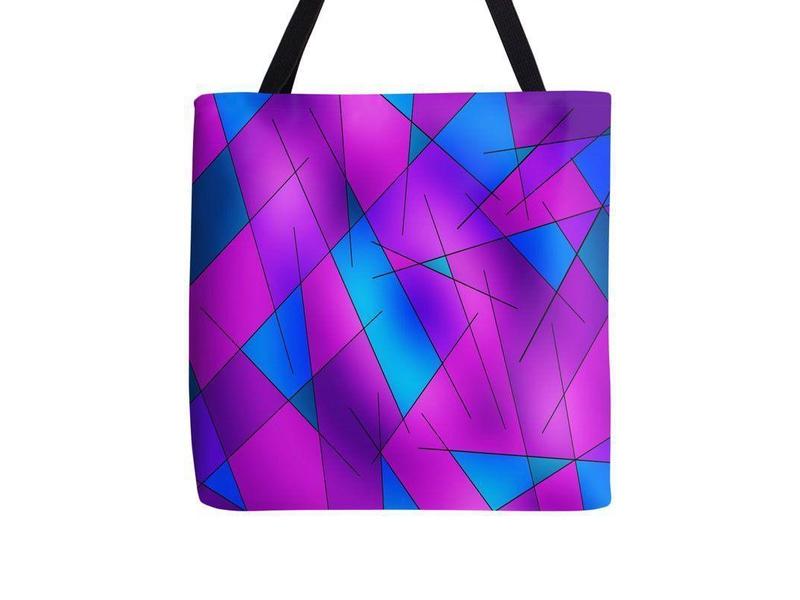 Tote Bags-ABSTRACT LINES #1 Tote Bags-Purples &amp; Violets &amp; Fuchsias &amp; Turquoises-from COLORADDICTED.COM-