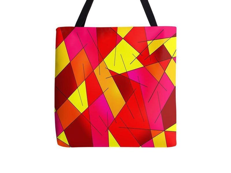 Tote Bags-ABSTRACT LINES #1 Tote Bags-Reds &amp; Oranges &amp; Yellows &amp; Fuchsias-from COLORADDICTED.COM-
