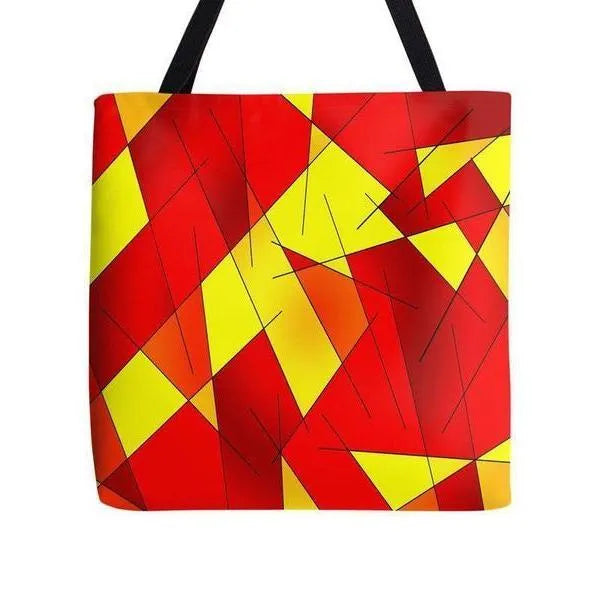 Tote Bags-ABSTRACT LINES #1 Tote Bags-Reds & Oranges & Yellows-from COLORADDICTED.COM-