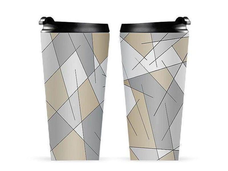 Travel Mugs-ABSTRACT LINES #1 Travel Mugs-Grays &amp; Beiges-from COLORADDICTED.COM-