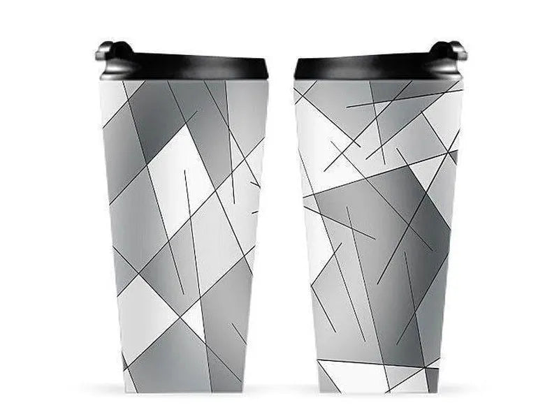 Travel Mugs-ABSTRACT LINES #1 Travel Mugs-Grays & White-from COLORADDICTED.COM-