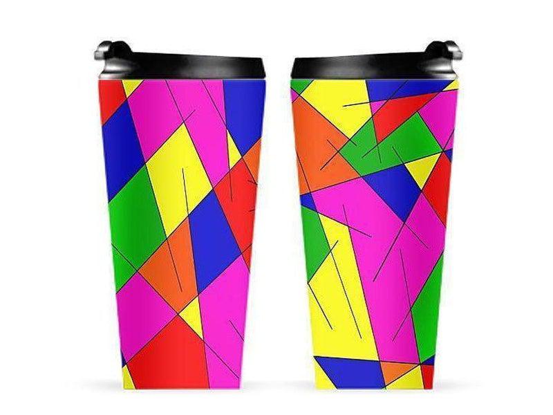 Travel Mugs-ABSTRACT LINES #1 Travel Mugs-Multicolor Bright-from COLORADDICTED.COM-
