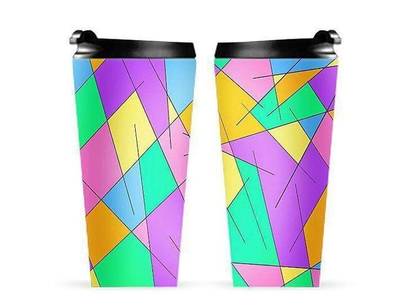 Travel Mugs-ABSTRACT LINES #1 Travel Mugs-Multicolor Light-from COLORADDICTED.COM-