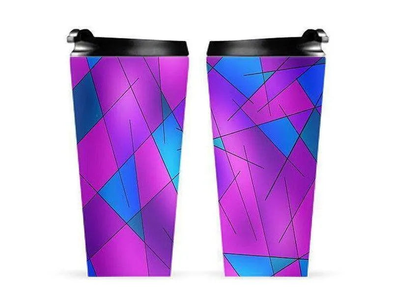 Travel Mugs-ABSTRACT LINES #1 Travel Mugs-Purples & Violets & Fuchsias & Turquoises-from COLORADDICTED.COM-