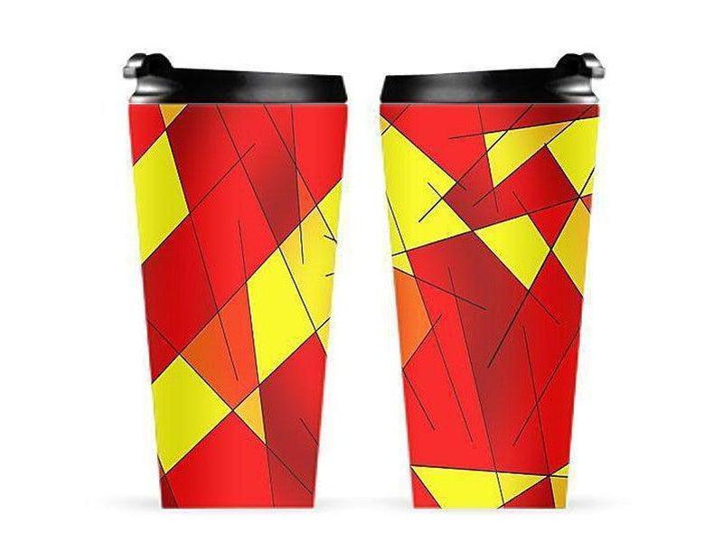 Travel Mugs-ABSTRACT LINES #1 Travel Mugs-Reds &amp; Oranges &amp; Yellows-from COLORADDICTED.COM-