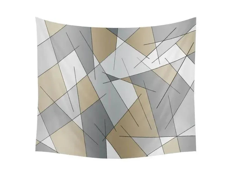 Wall Tapestries-ABSTRACT LINES #1 Wall Tapestries-Grays & Beiges-from COLORADDICTED.COM-