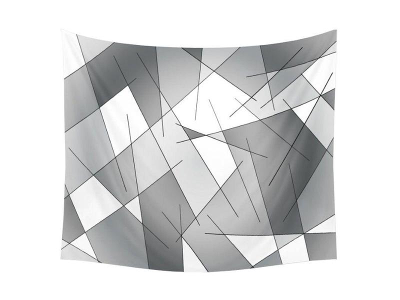 Wall Tapestries-ABSTRACT LINES #1 Wall Tapestries-Grays &amp; White-from COLORADDICTED.COM-