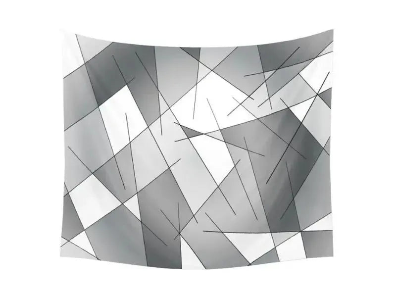 Wall Tapestries-ABSTRACT LINES #1 Wall Tapestries-Grays & White-from COLORADDICTED.COM-