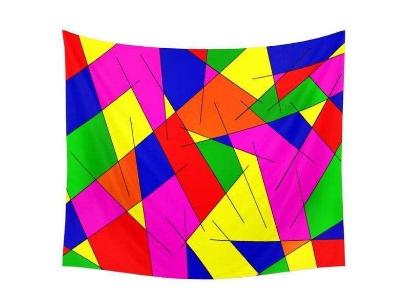 Wall Tapestries-ABSTRACT LINES #1 Wall Tapestries-Multicolor Bright-from COLORADDICTED.COM-
