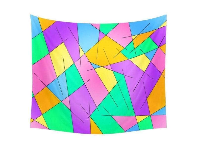 Wall Tapestries-ABSTRACT LINES #1 Wall Tapestries-Multicolor Light-from COLORADDICTED.COM-