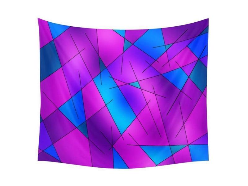 Wall Tapestries-ABSTRACT LINES #1 Wall Tapestries-Purples &amp; Violets &amp; Fuchsias &amp; Turquoises-from COLORADDICTED.COM-