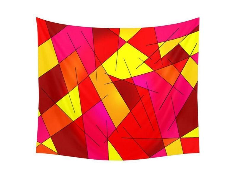 Wall Tapestries-ABSTRACT LINES #1 Wall Tapestries-Reds &amp; Oranges &amp; Yellows &amp; Fuchsias-from COLORADDICTED.COM-