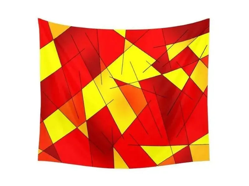 Wall Tapestries-ABSTRACT LINES #1 Wall Tapestries-Reds & Oranges & Yellows-from COLORADDICTED.COM-