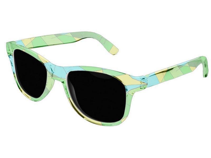 Wayfarer Sunglasses-ABSTRACT LINES #1 Wayfarer Sunglasses (transparent background)-Greens, Yellows &amp; Light Blues-from COLORADDICTED.COM-