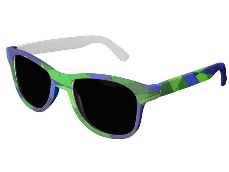 Wayfarer Sunglasses-ABSTRACT LINES #1 Wayfarer Sunglasses (white background)-Blues &amp; Greens-from COLORADDICTED.COM-