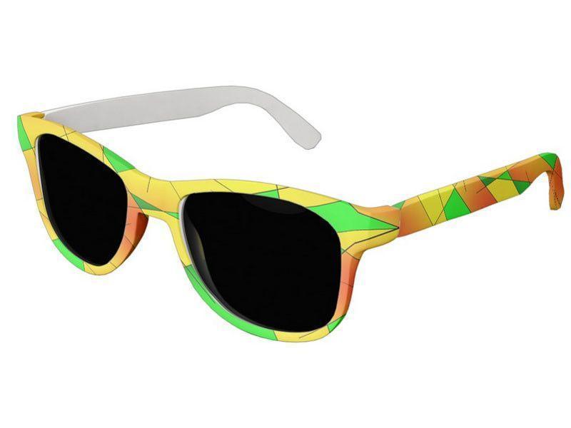 Wayfarer Sunglasses-ABSTRACT LINES #1 Wayfarer Sunglasses (white background)-Greens, Oranges &amp; Yellows-from COLORADDICTED.COM-