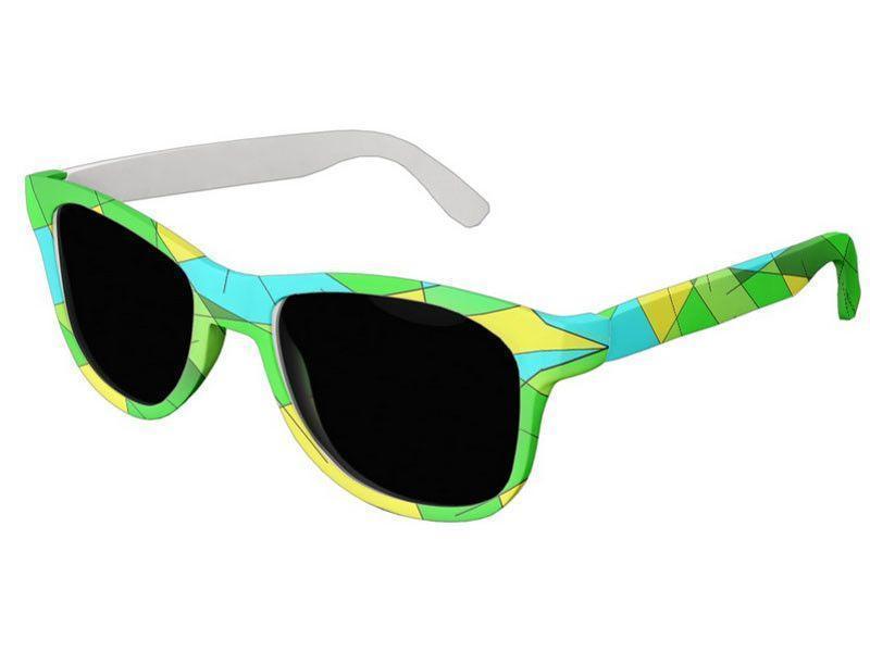 Wayfarer Sunglasses-ABSTRACT LINES #1 Wayfarer Sunglasses (white background)-Greens, Yellows &amp; Light Blues-from COLORADDICTED.COM-