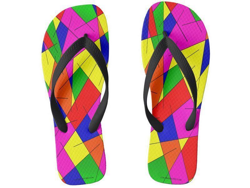 Flip Flops-ABSTRACT LINES #1 Wide-Strap Flip Flops-Multicolor Bright-from COLORADDICTED.COM-