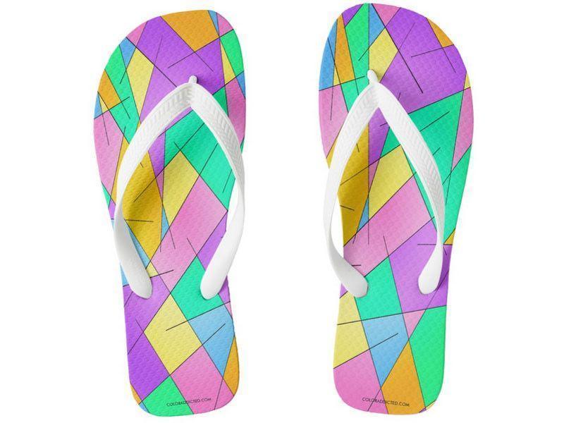 Flip Flops-ABSTRACT LINES #1 Wide-Strap Flip Flops-Multicolor Light-from COLORADDICTED.COM-