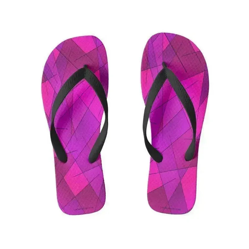 Flip Flops-ABSTRACT LINES #1 Wide-Strap Flip Flops-Purples & Violets & Fuchsias & Magentas-from COLORADDICTED.COM-